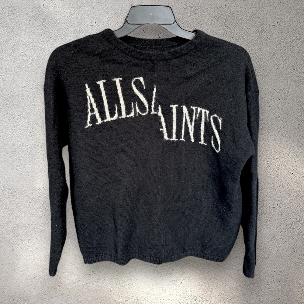 All Saints Black Wool Pullover Sweater